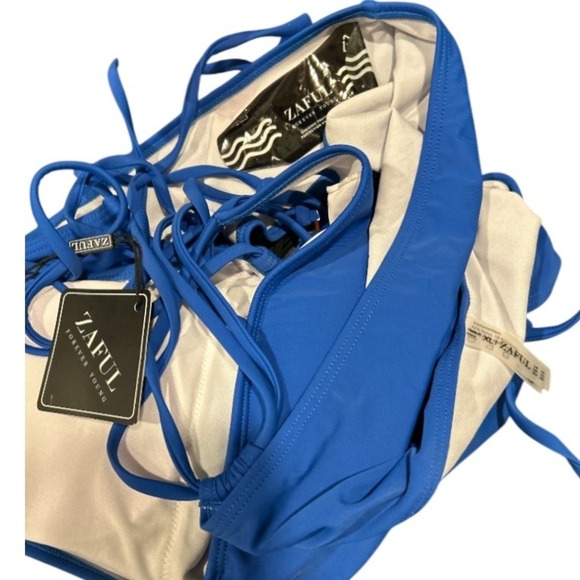 Zaful Royal Blue One Piece Swimsuit Tie Side Cut Out Monokini size 10 - Picture 4 of 5